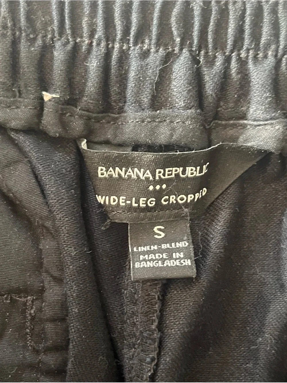 Banana Republic Black Wide-Leg Linen Blend Cropped Pants - Black Small